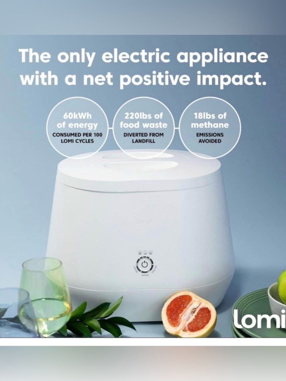 Lomi Countertop Food Recycler in White